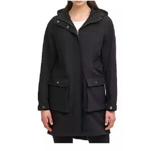 NEW‎ DKNY Women's Water Resistant Parka Fully Lined Anorak Black Size Small $200